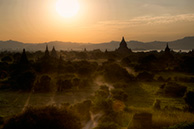 A sunset at Bagan stupas