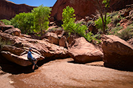 In Escalante canyon, at a waterfall
