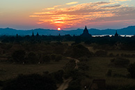 Sunset over Bagan stupas